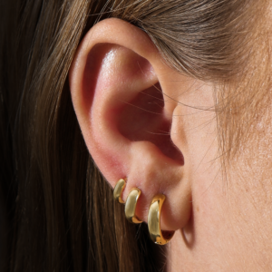 3 Pares Brinco Trio Argola Gota Clicker Banhado Ouro 24k Lux